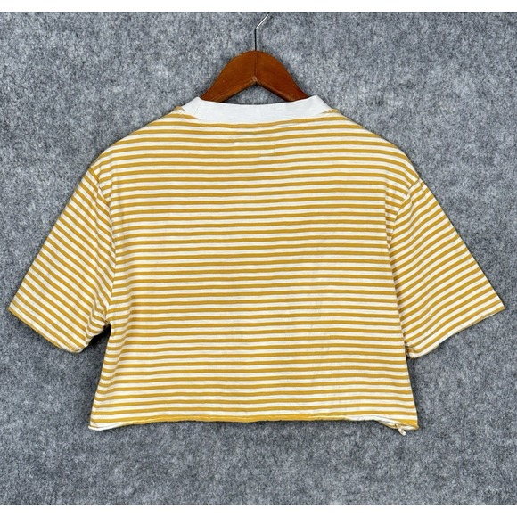 Guess Y2K Upcycled Yellow Striped Crop Top Womens S Streetwear Skater Tomboy - Picture 3 of 7
